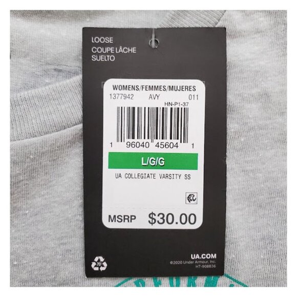 NWT Under Armour UA Women's Gray Collegiate Varsity Short Sleeve T-Shirt Size L - Picture 5 of 9